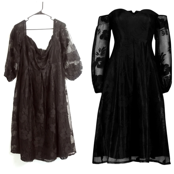 Boohoo Whimsigothic Witchy Lace Bardot Midi Dress Off The Shoulder Sizing 14 - Picture 1 of 10
